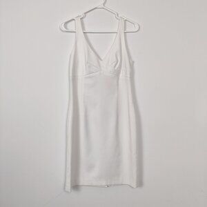 Hugo Buscati Women's White Mini Dress V-neck Size 8 Bodycon Business Casual